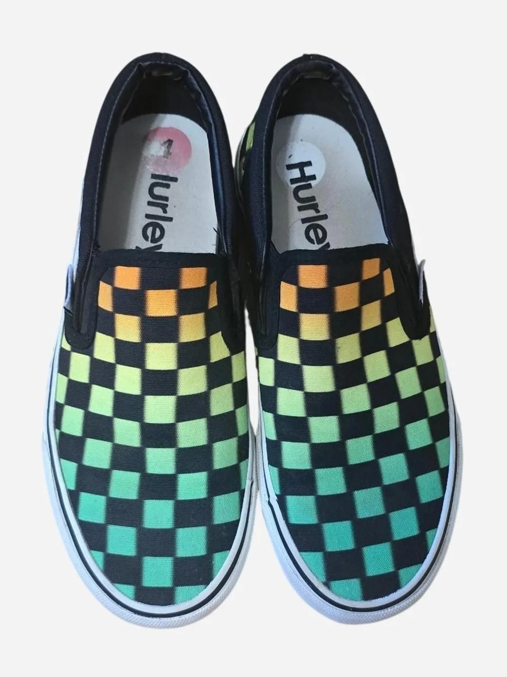 Hurley Kids Slip-On Checkerboard Sneakers in Gradient Green-Orange